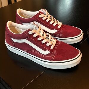 Vans Burgundy and White Classic Sneakers